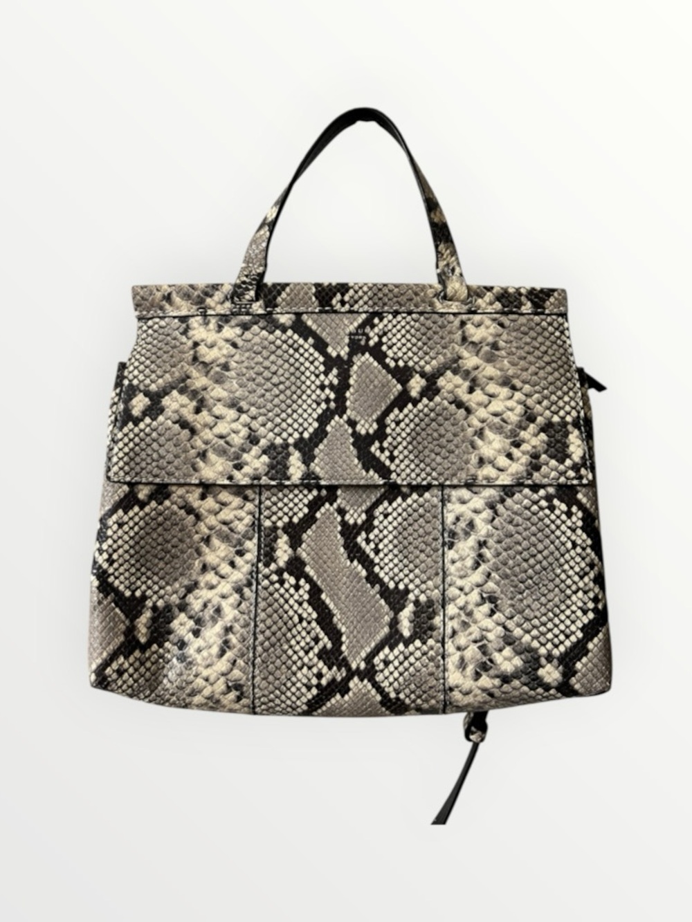 Tory Burch Snake-Print Tote in Black and Cream